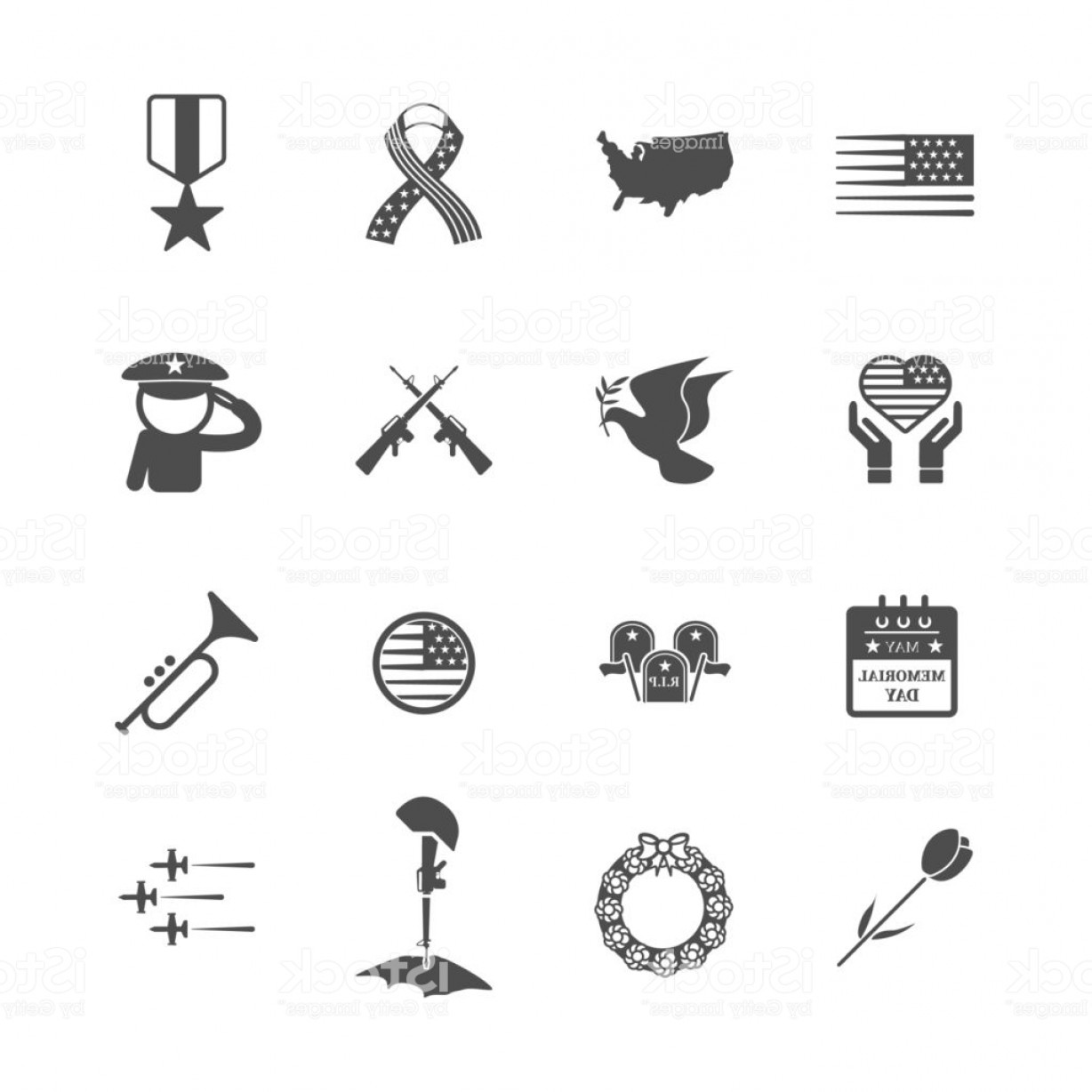 1228x1228 Memorial Day Icon Festival And Holiday Concept Glyph And Outlines