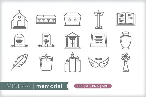 580x387 Minimal Memorial Icons Church Social Media Images, Illustrator