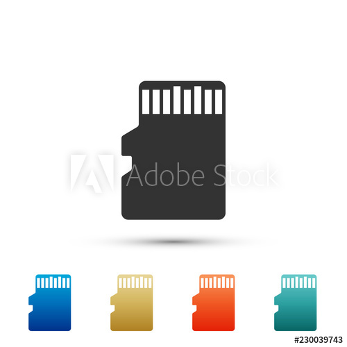 500x500 Micro Sd Memory Card Icon Isolated On White Background Set