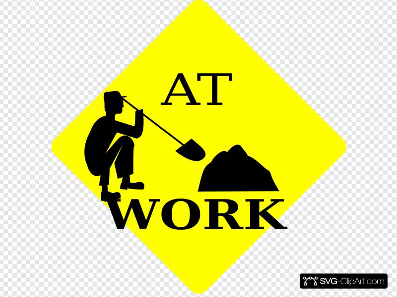 800x600 Men At Work Black Yellow Sign Clip Art, Icon