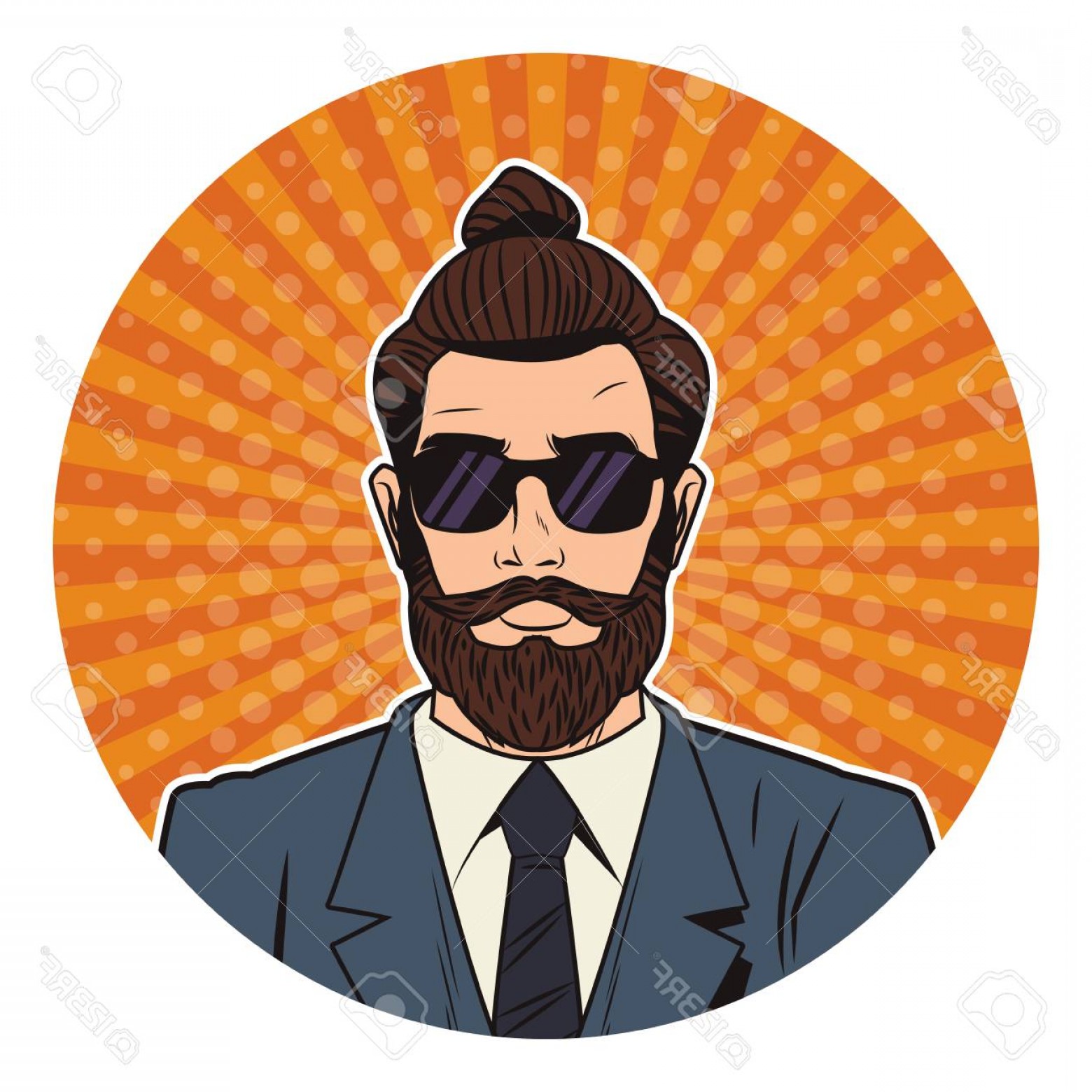 1560x1560 Photohipster Man With Sunglasses And Long Hair Cartoon Pop Art