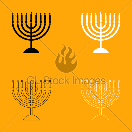 500x500 Menorah For Hanukkah Set Black And White Icon Gl Stock Images