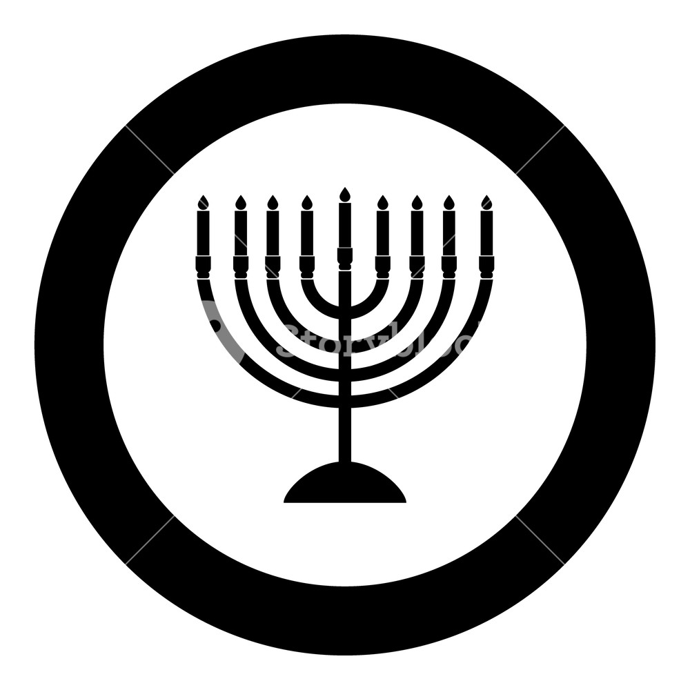 1000x1000 Menorah For Hanukkah Icon Black Color In Circle Vector
