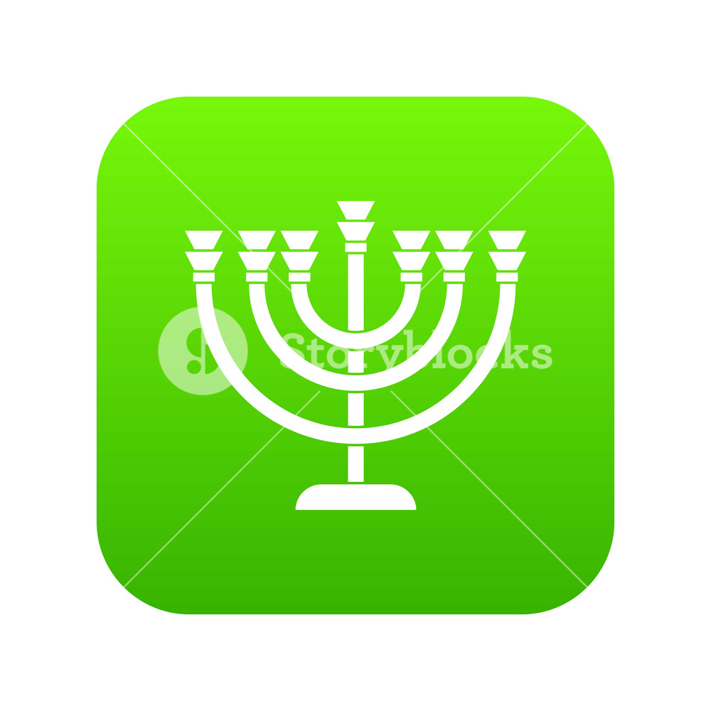 1000x1000 Menorah Icon Digital Green For Any Design Isolated On White Vector