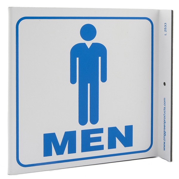 600x600 Mens Room Wall Projecting L Sign W Icon