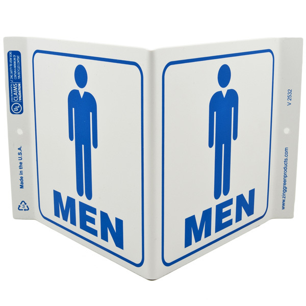 600x600 Mens Room Wall Projecting V Sign W Icon