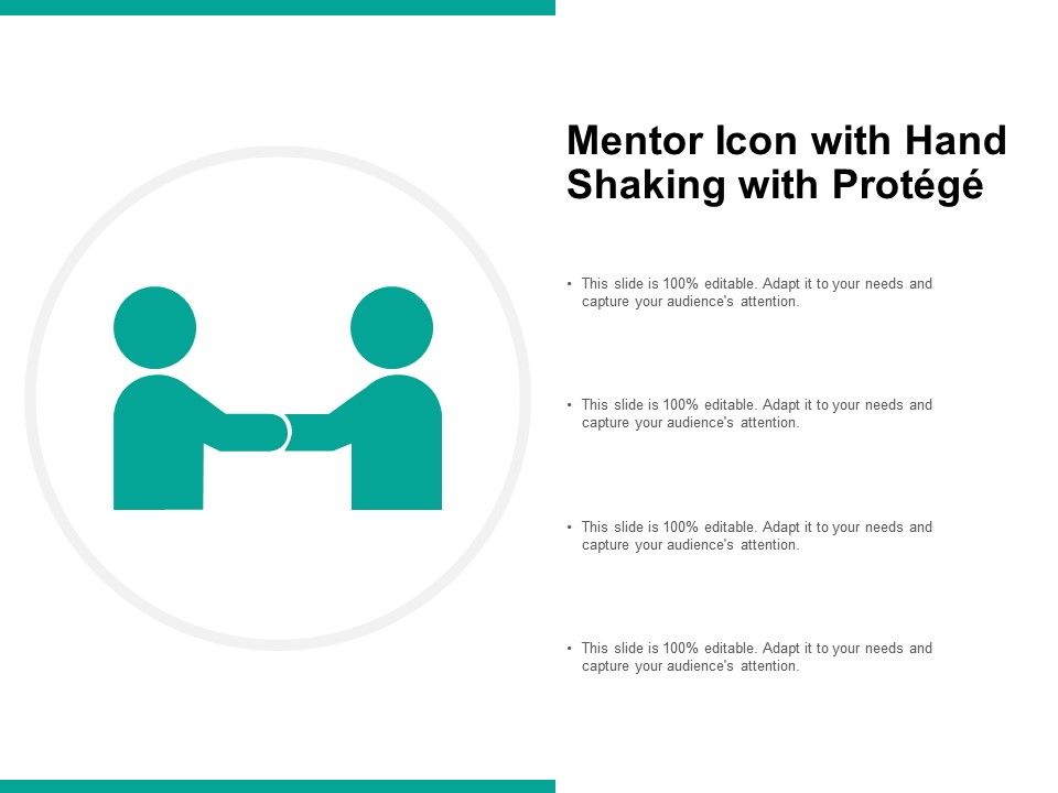 960x720 Mentor Icon With Hand Shaking With Protege Powerpoint