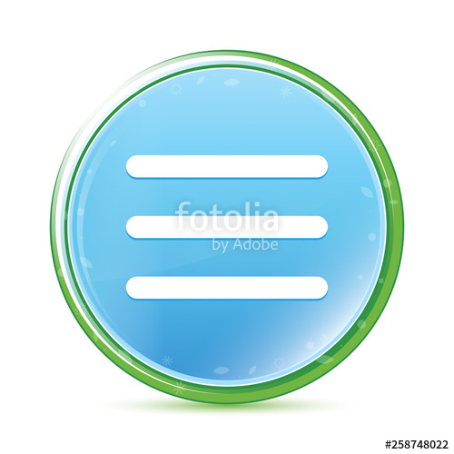500x500 Hamburger Menu Bar Icon Natural Aqua Cyan Blue Round Button Stock