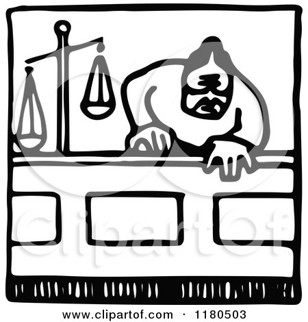 450x470 Clipart Of A Black And White Merchant Icon