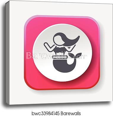 382x390 Mermaid Icon, Canvas Print Barewalls Posters Prints