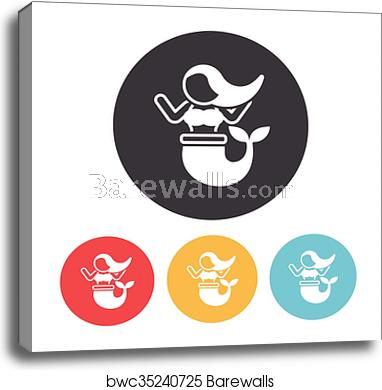 382x390 Mermaid Icon, Canvas Print Barewalls Posters Prints
