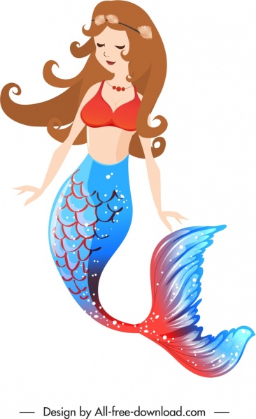 366x600 Mermaid Icon Young Girl Cartoon Character Design Free Vector