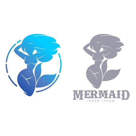 450x450 Blue And Gray Graphic Mermaid Icon Templates Two Colors Graphic