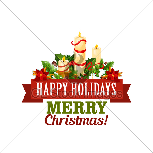 500x500 Merry Christmas Holiday Vector Greeting Card Icon Gl Stock Images