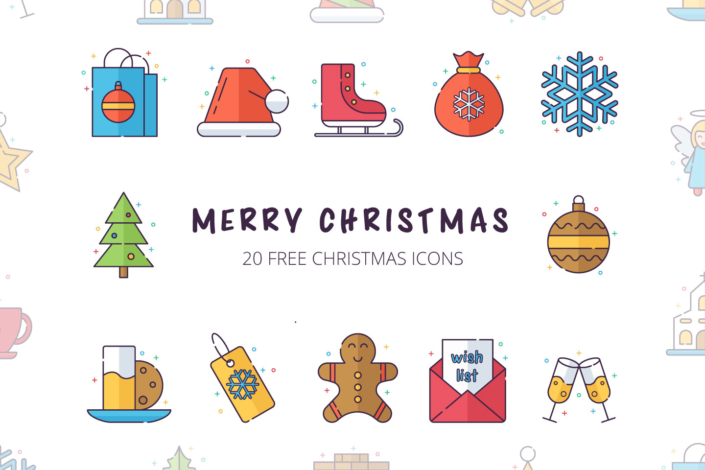1440x960 Merry Christmas Vector Free Icon Set