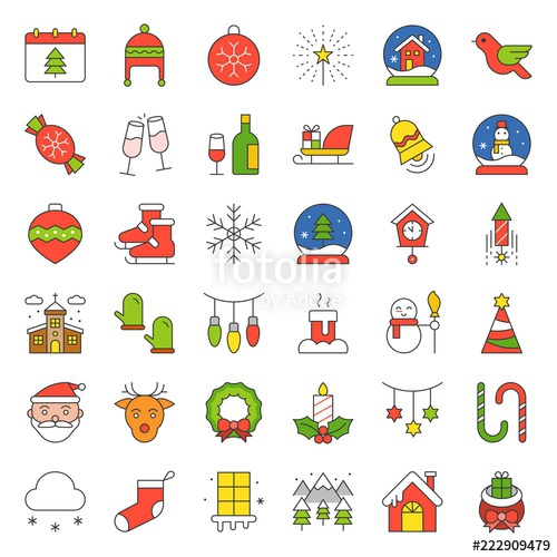 500x500 Merry Christmas Icon Set Flat Design Stock Image And Royalty Free