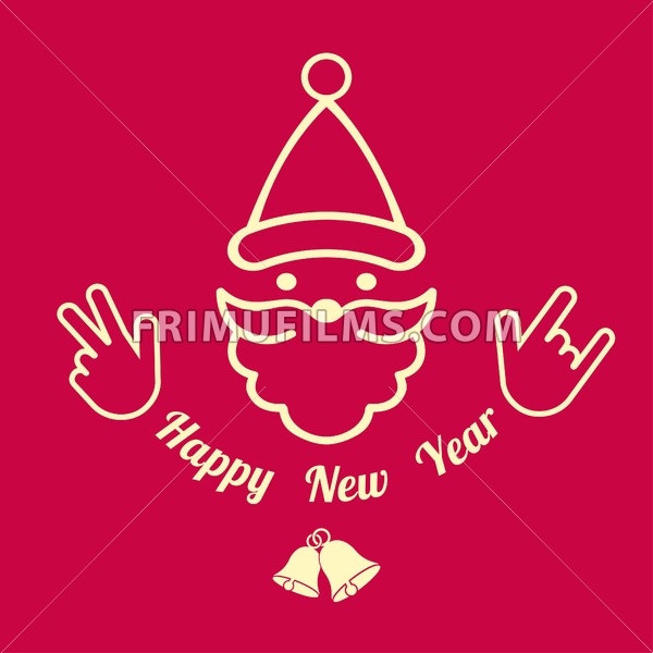 600x600 Digital Vector Red Happy New Year Merry Christmas Icon With Drawn