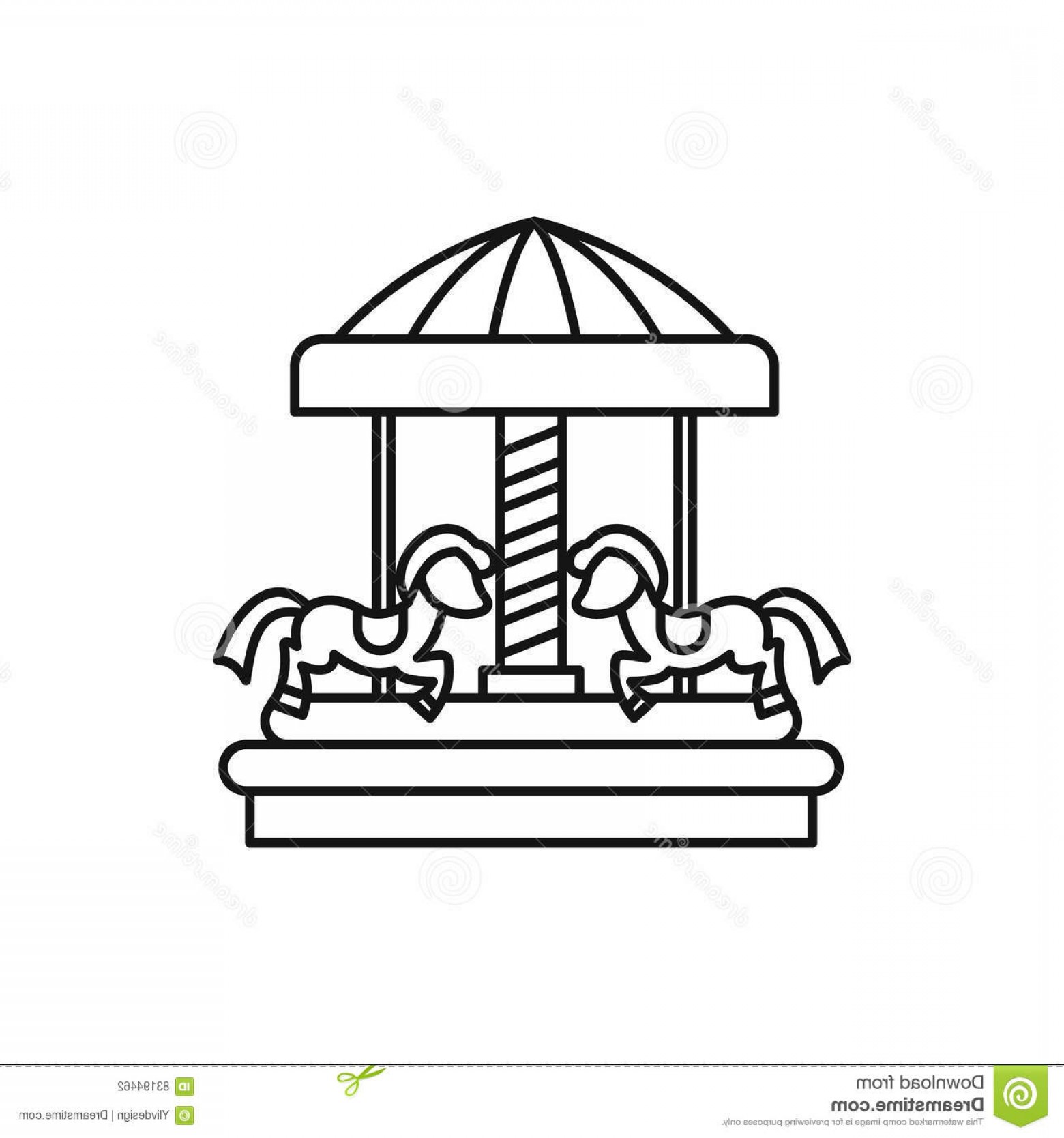 1560x1668 Stock Illustration Merry Go Round Horse Ride Icon Outline Style