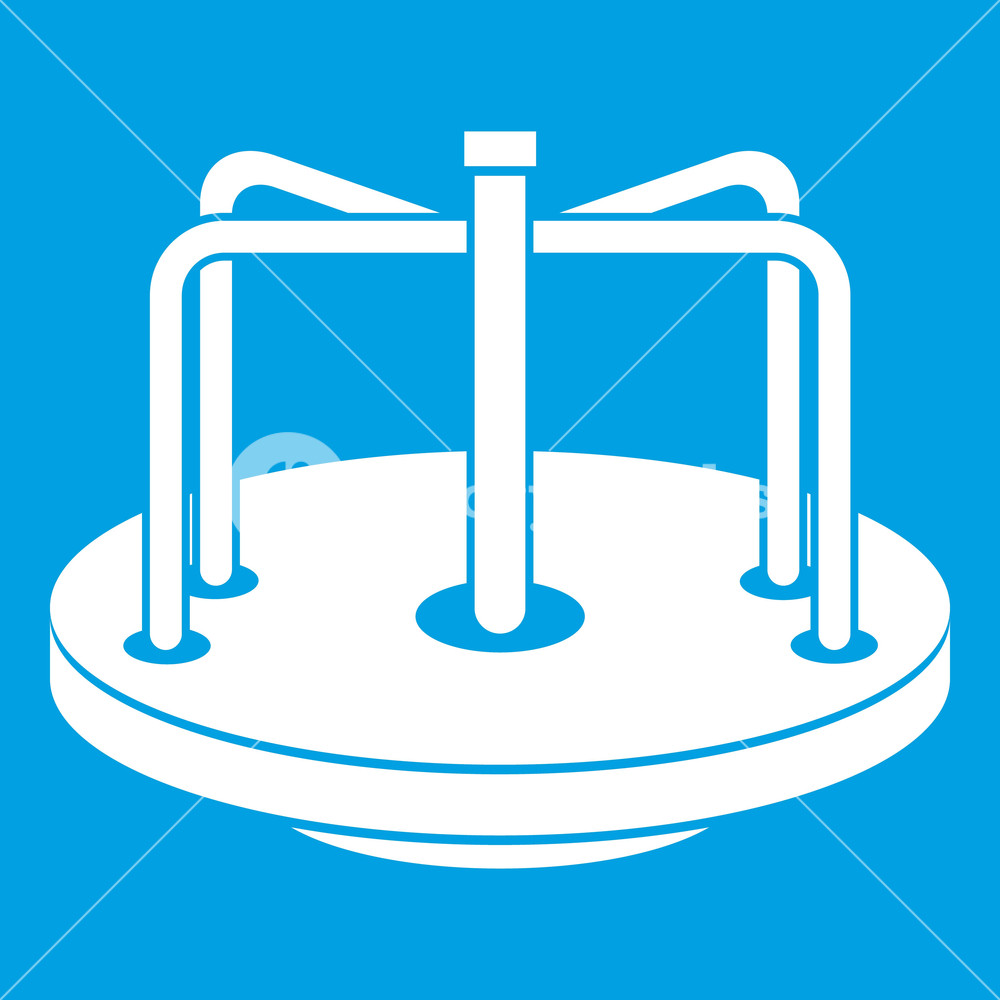 1000x1000 Children Merry Go Round Icon White Isolated On Blue Background