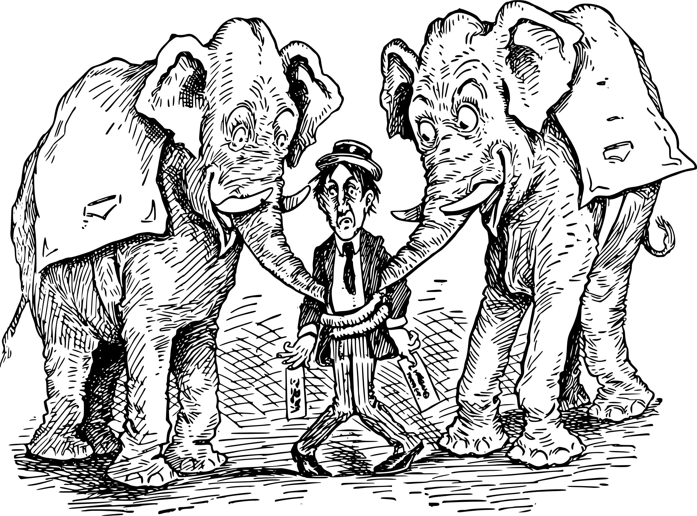 2400x1778 Elephants Mess With A Man Icons Png