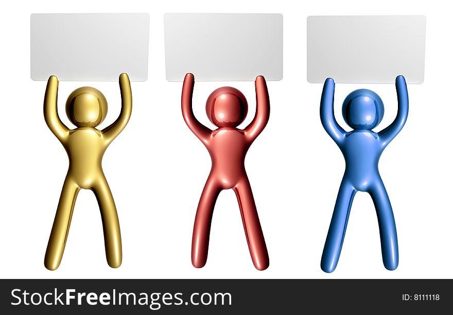 880x612 Colorful Icon Figure With Blank Message Board