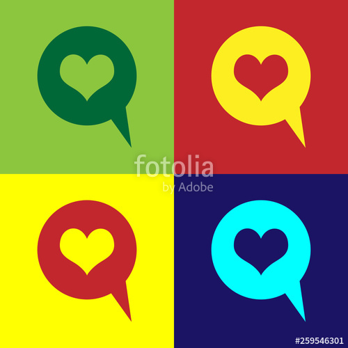 500x500 Color Heart In Speech Bubble Icon Isolated On Color Backgrounds