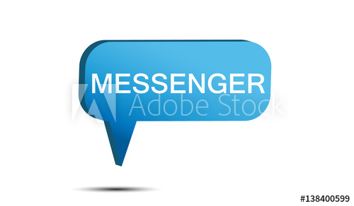 500x292 Message Phone Icon With Shadow And Text Messenger Blue Color