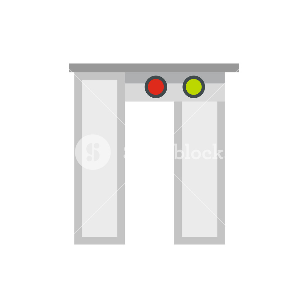 1000x1000 Security Gates With Metal Detector And Scanner Icon In Flat Style