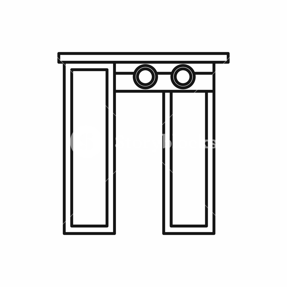 1000x1000 Security Gates With Metal Detector And Scanner Icon In Outline