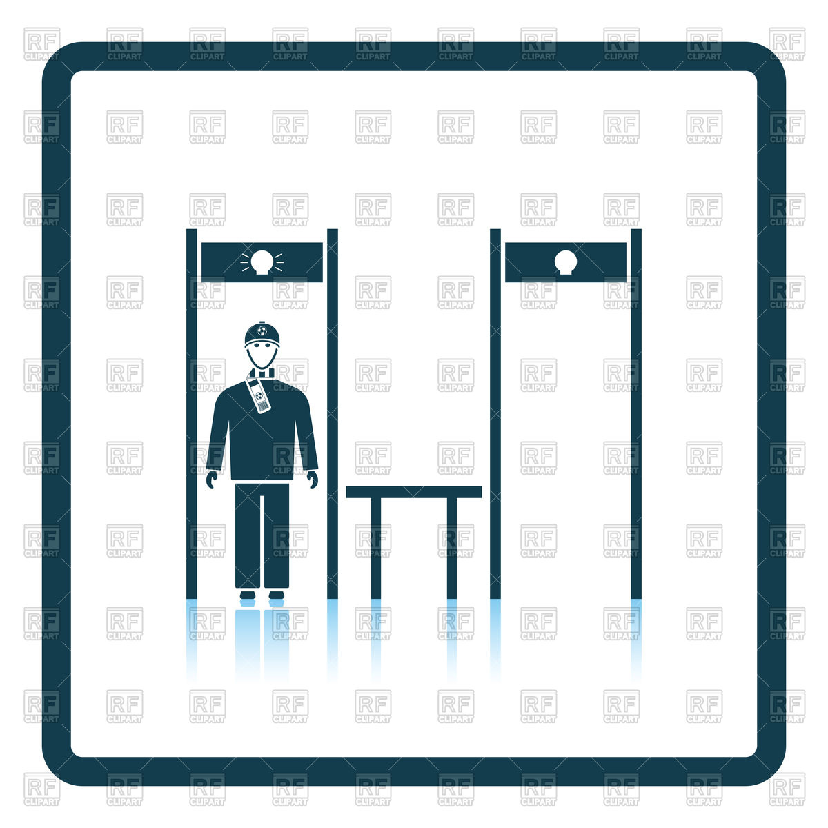 1200x1200 Stadium Metal Detector Frame With Inspecting Fan Icon Vector Image