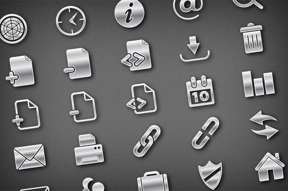 580x386 Modern Metallic Vector Icons Pack Icons