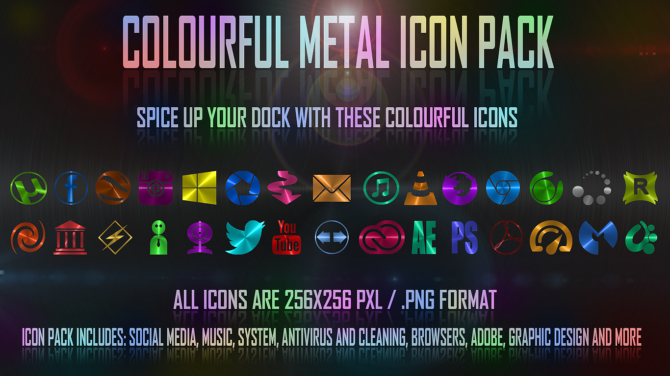 1366x768 Colourful Metal Icon Pack