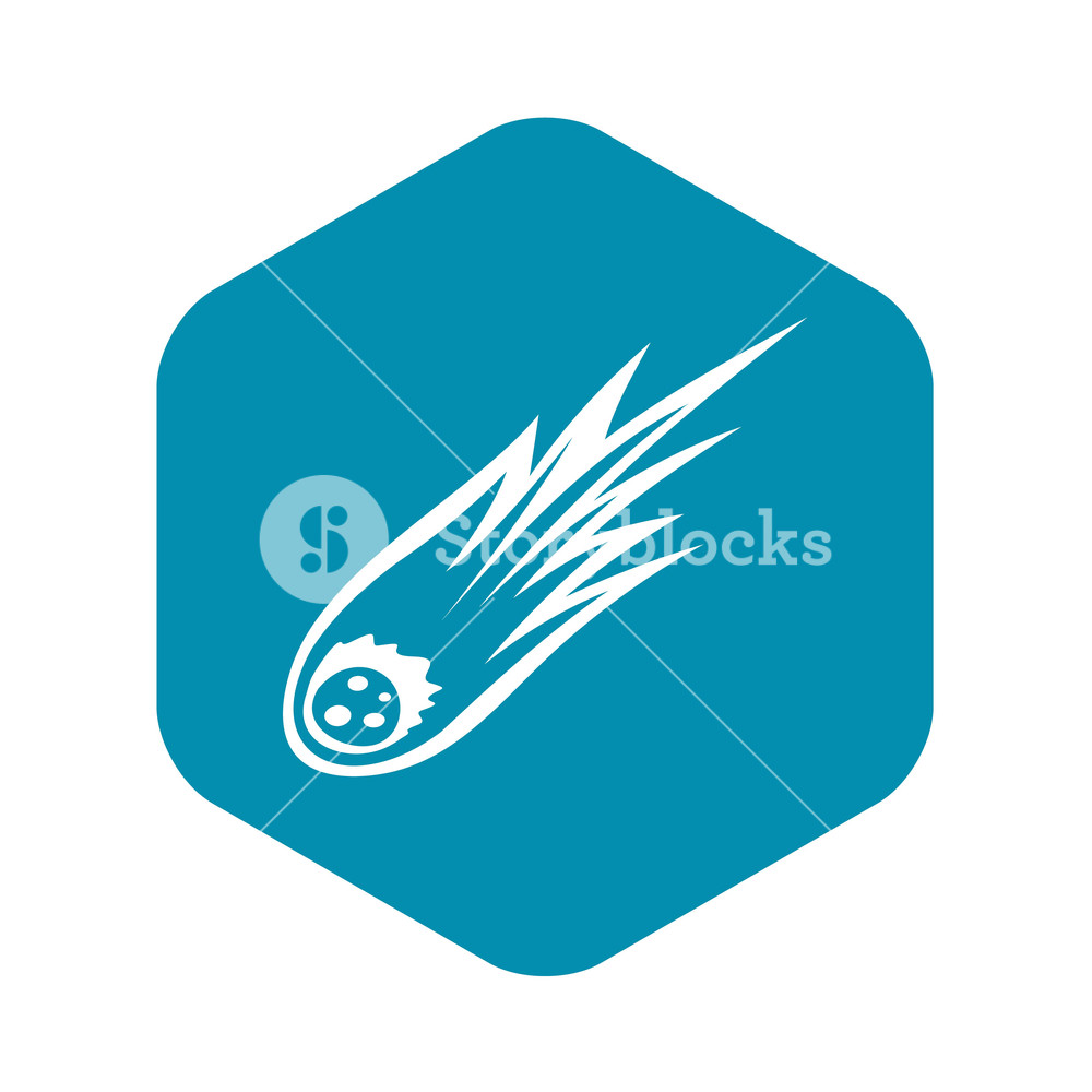 1000x1000 Falling Meteor With Long Tail Icon In Simple Style Isolated Vector