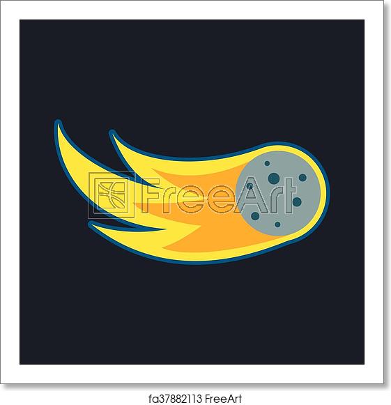 561x581 Free Art Print Of Comet, Fireball Or Meteor Icon, Cartoon Style