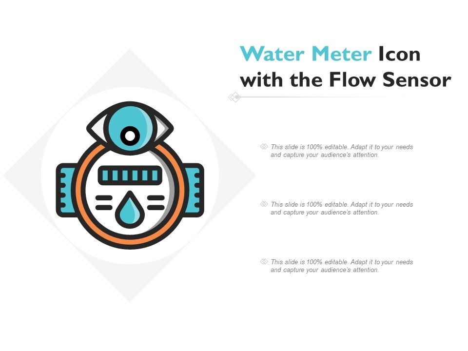 960x720 Water Meter Icon With The Flow Sensor Powerpoint Presentation