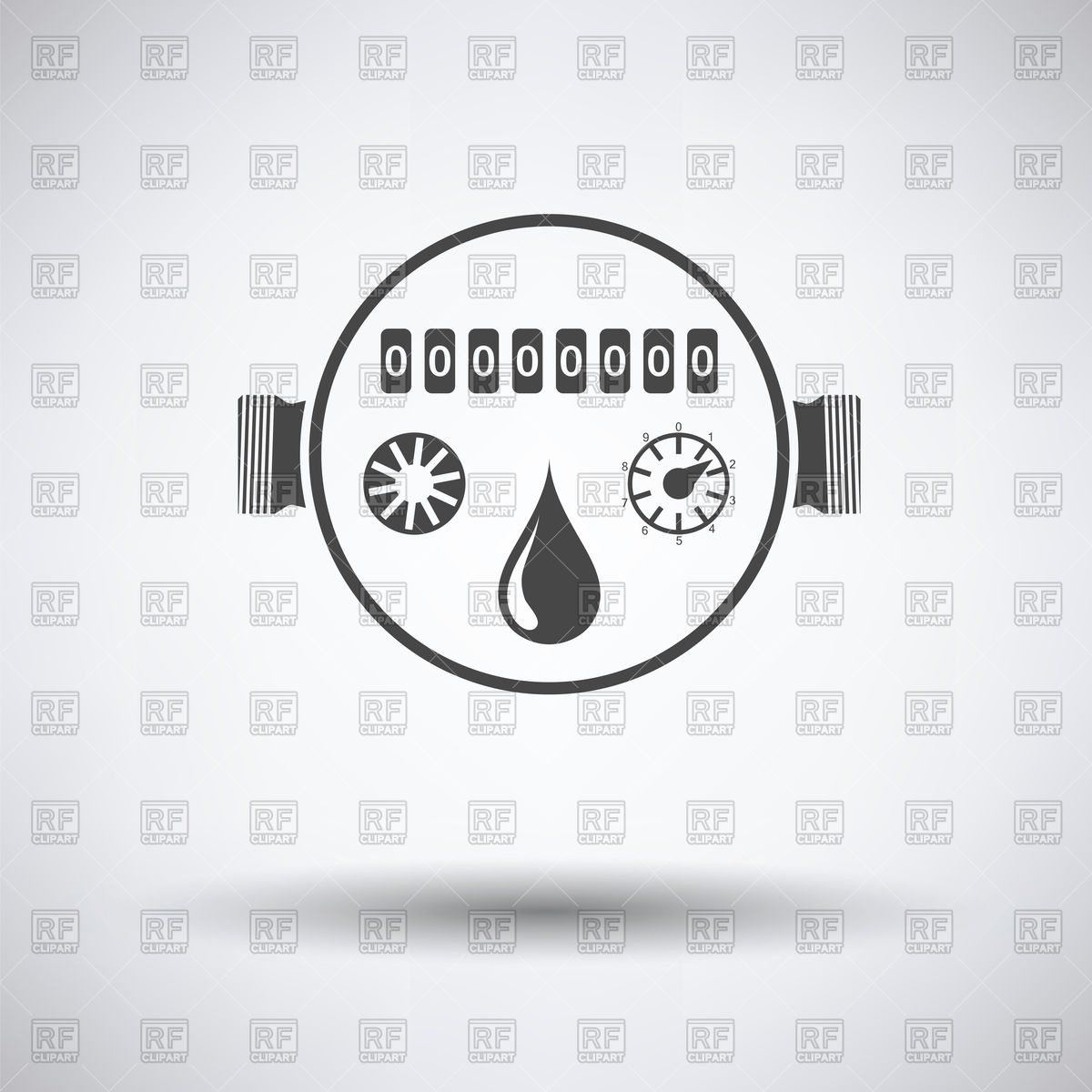 1200x1200 Water Meter Icon On Gray Background Vector Image Of Signs, Symbols