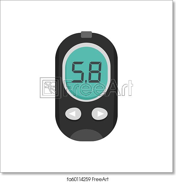 561x581 Free Art Print Of Blood Glucose Meter Icon, Flat Style Blood