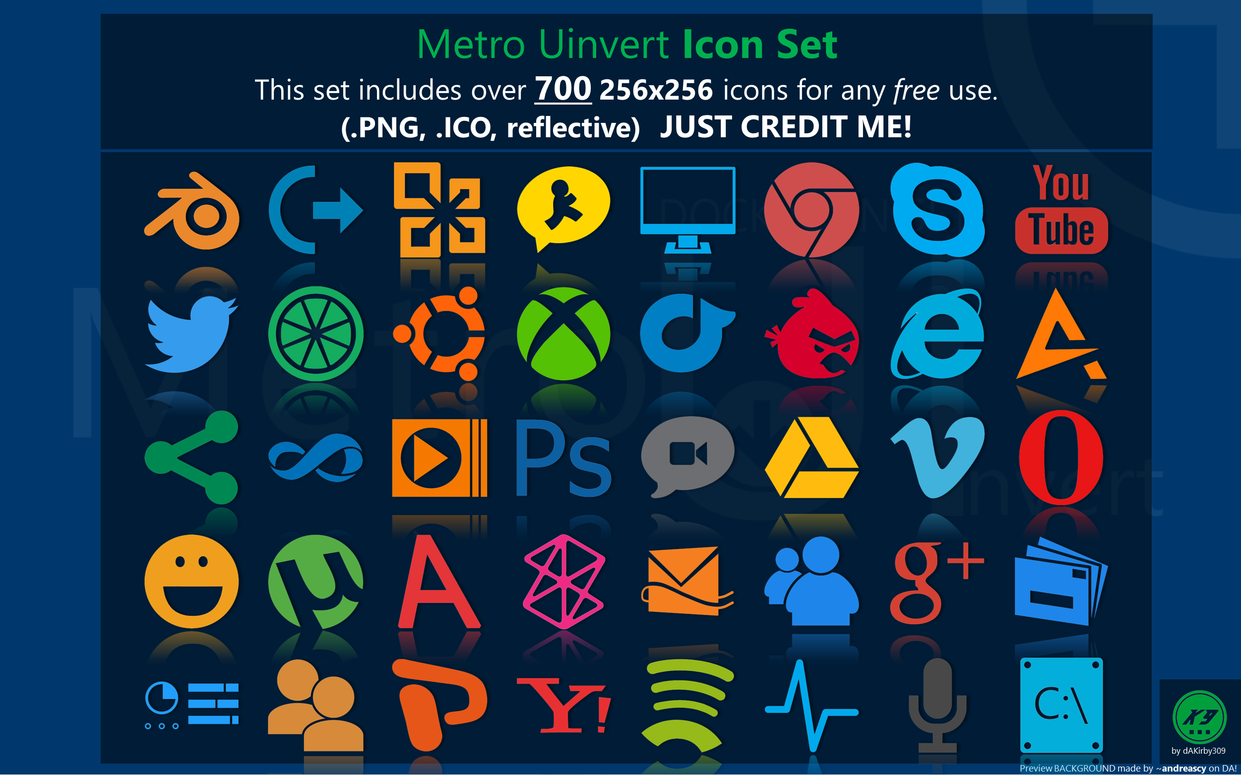 2502x1564 Metro Uinvert Dock Icon Set