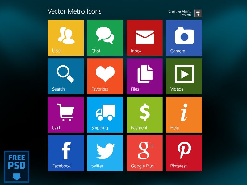 800x600 Metro Style Vector Icons