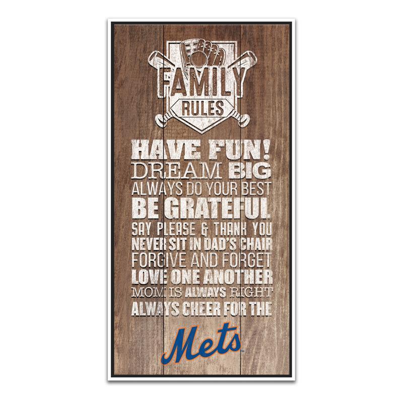 800x800 New York Mets Family Rules Icon Wood Framed Printed Canvas