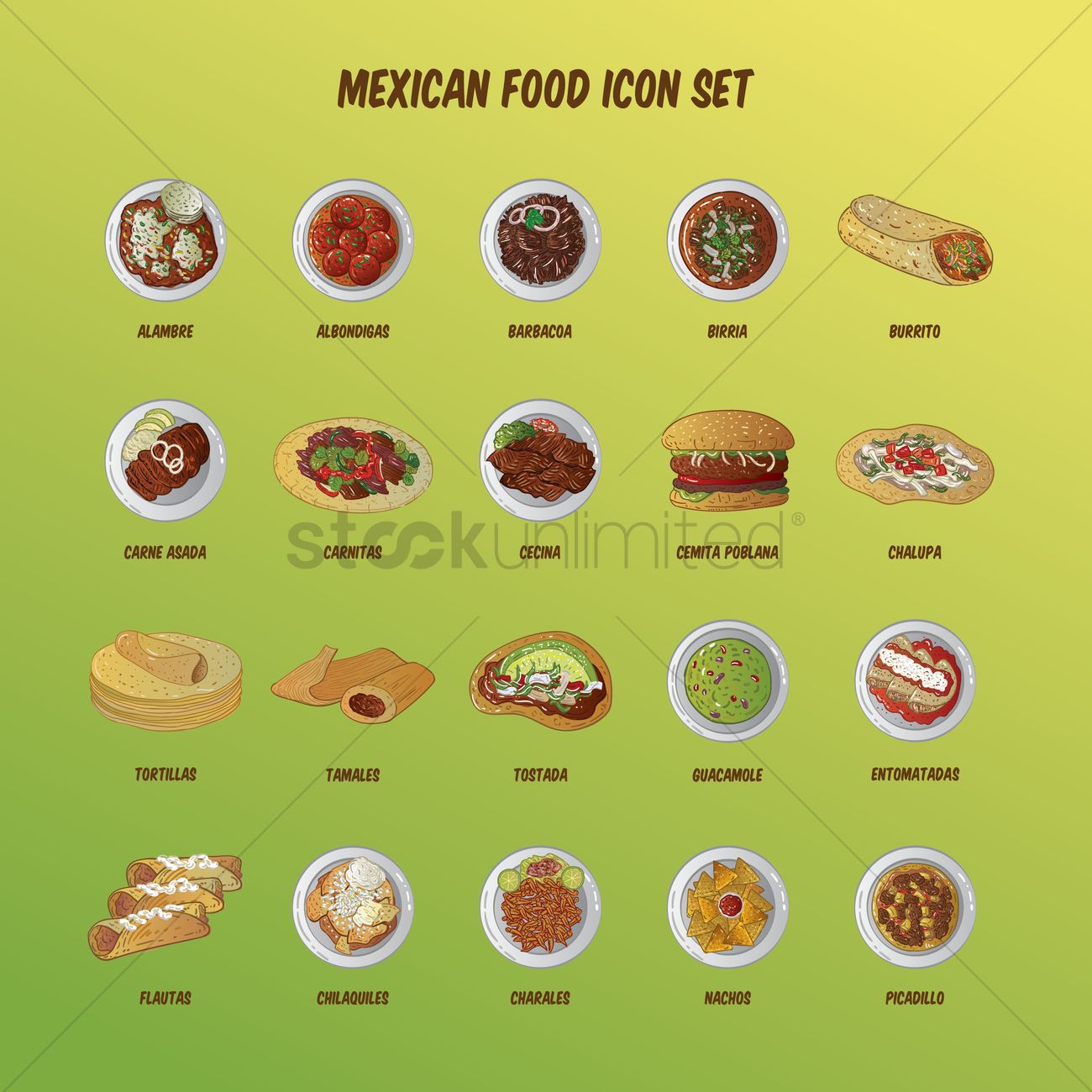 Mexican Food Icon Set Vector Image 1300x1300 Mexican Food Icon Set Vector Image