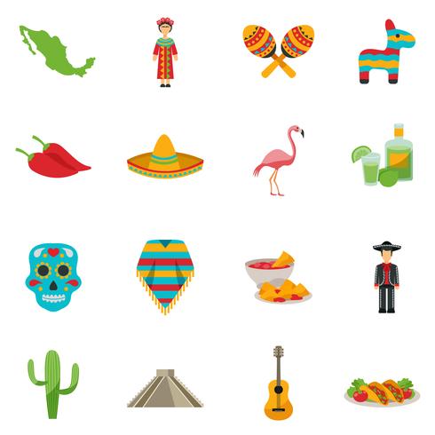 490x490 Mexico Flat Icon Set