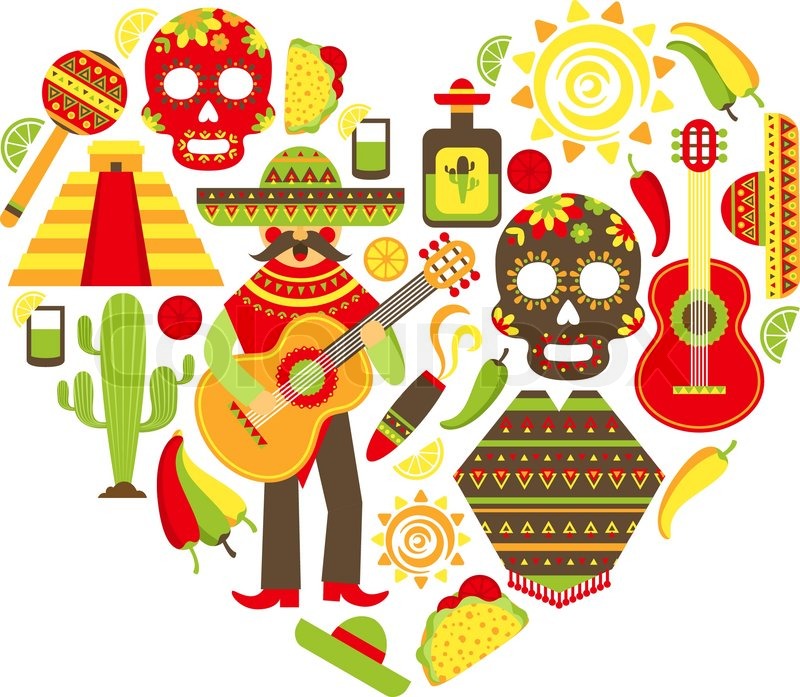 800x697 Mexico Travel Traditional Symbols Stock Vector Colourbox