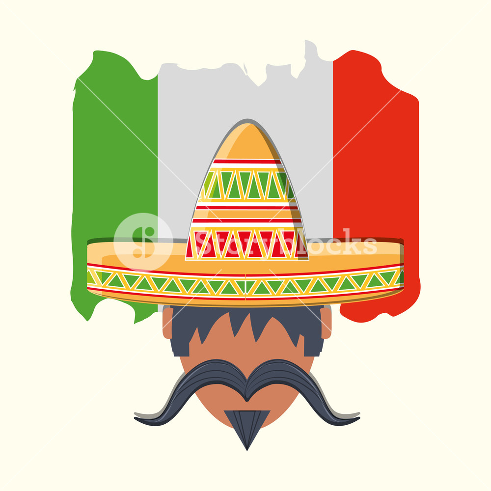 1000x1000 Flag Of Mexico With Mexican Man Icon Over White Background