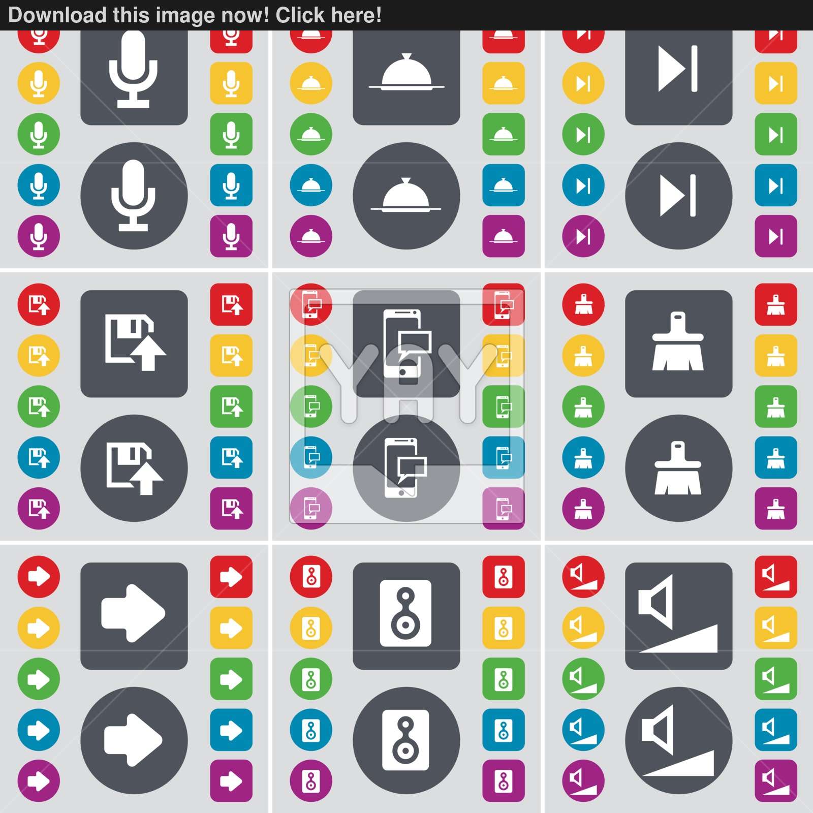 1600x1600 Microphone, Tray, Media Skip, Floppy, Sms, Brush, Arrow Right