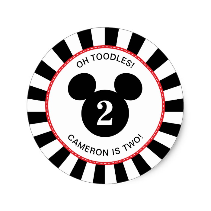 699x699 Mickey Mouse Icon Black White Striped Birthday Classic Round
