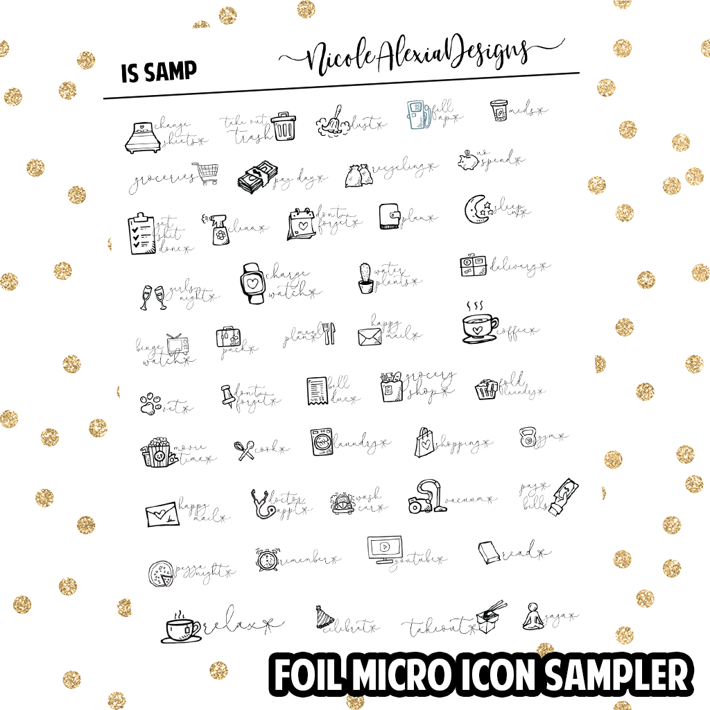 1024x1024 Foil Micro Doodle Icon Sampler Nicolealexiadesigns