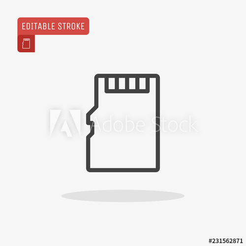 500x500 Outline Micro Sd Card Icon Isolated On Grey Background Line