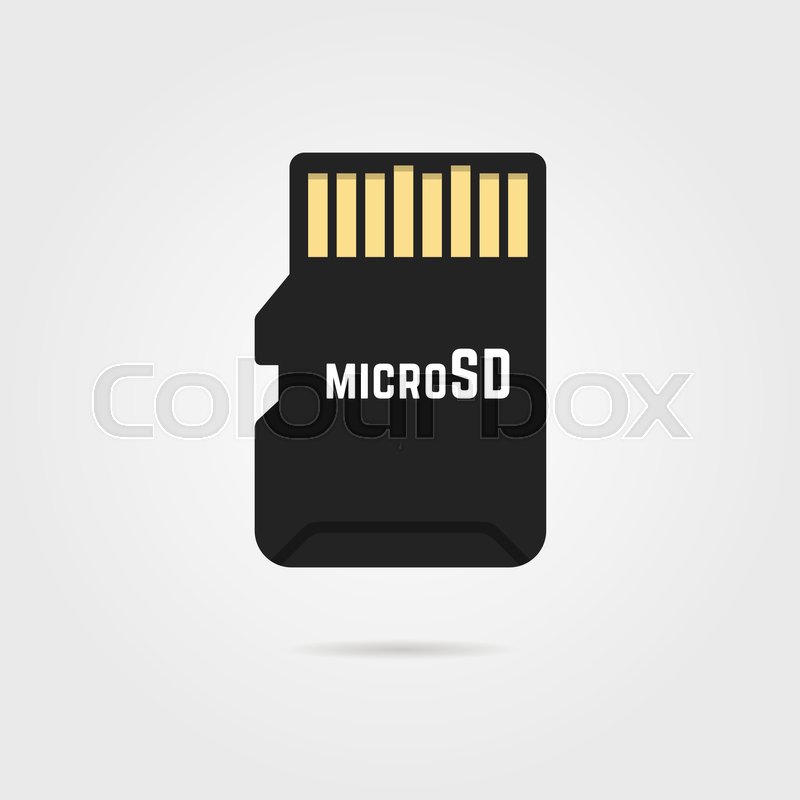 800x800 Black Microsd Card Icon With Shadow Stock Vector Colourbox