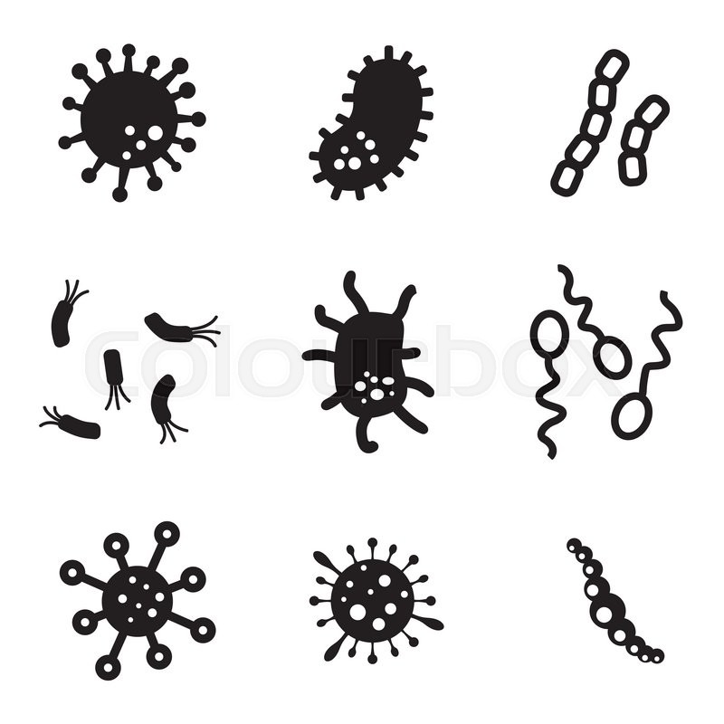 800x800 Vector Black Bacteria Icons Set Stock Vector Colourbox